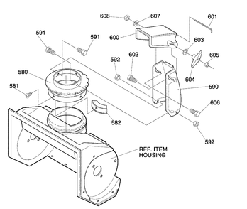Discharge Chute Diagram and Parts List for 620301X4D 2001 Briggs and Stratton Snow Blower
